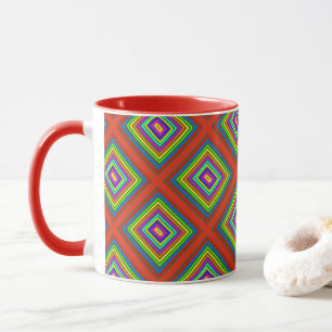 Modern colourful square geometric pattern graphic mug