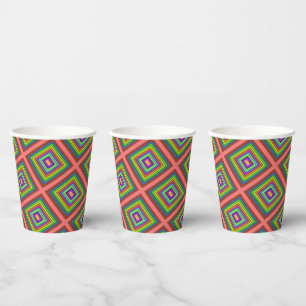 Modern colourful square geometric pattern graphic paper cups
