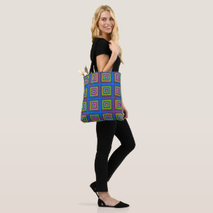 Modern colourful square geometric pattern graphic tote bag