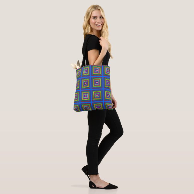 Modern colourful square geometric pattern graphic  tote bag (On Model)