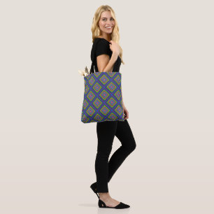 Modern colourful square geometric pattern graphic tote bag