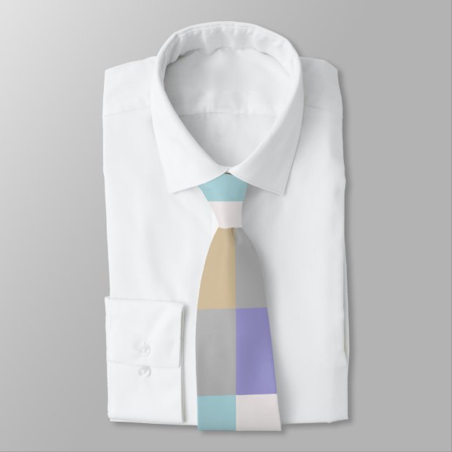 Modern Colourful Squares Chequered Pattern Tie (Tied)