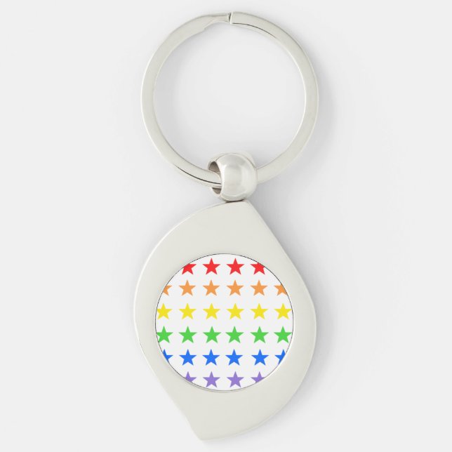 Modern Colourful Starry Pattern Key Ring (Front)