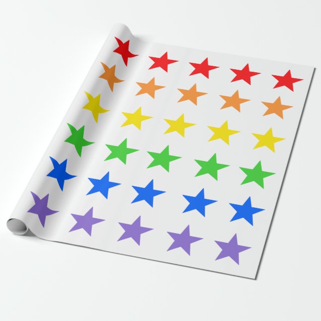 Modern Colourful Starry Pattern Wrapping Paper (Unrolled)