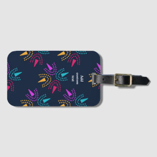 modern colourful stars - navy blue luggage tag