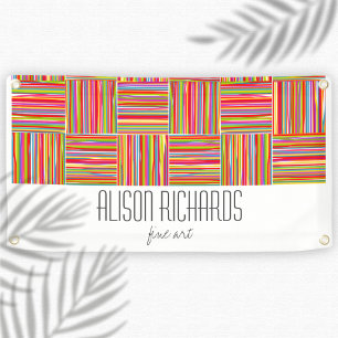 Modern Colourful Striped Abstract Fine Art Busines Banner