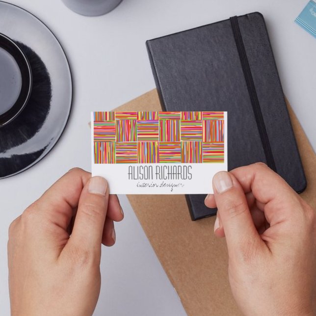 Modern Colourful Striped Abstract Fine Art Busines Business Card (Creator Uploaded)