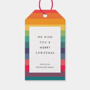 Modern Colourful Stripes Marry Christmas Gift Tags