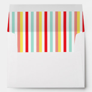 Modern Colourful Stripes Retro Wedding  Envelope
