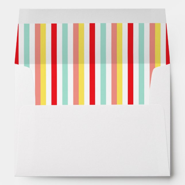Modern Colourful Stripes Retro Wedding  Envelope (Back (Bottom))