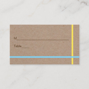 Modern colourful stripes rustic wedding place card
