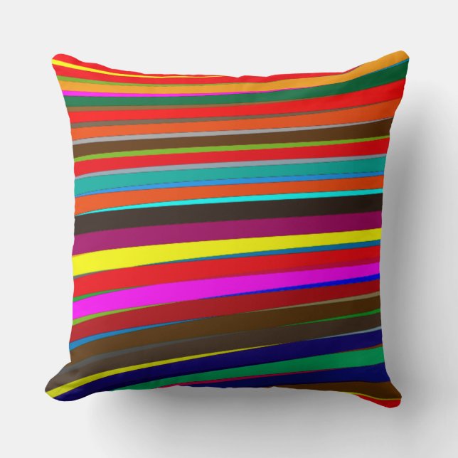 Modern Colourful Stripes Throw Pillow.  Cushion (Front)