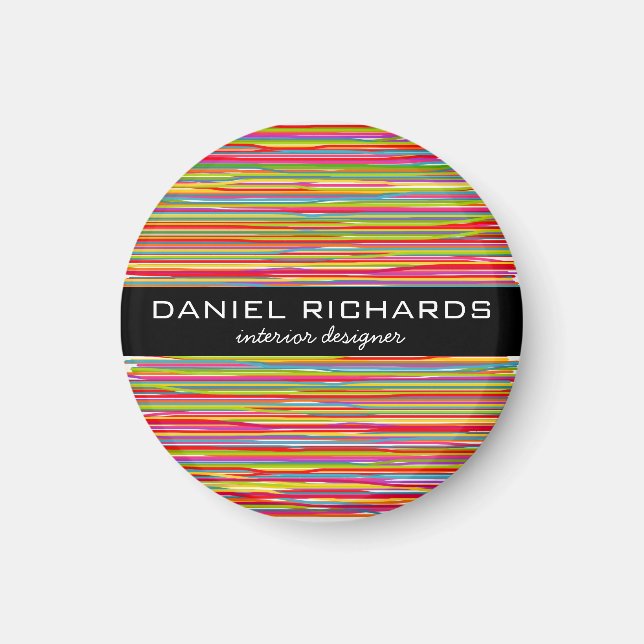 Modern Colourful Stripes Vibrant Interior Designer Magnet (Front)