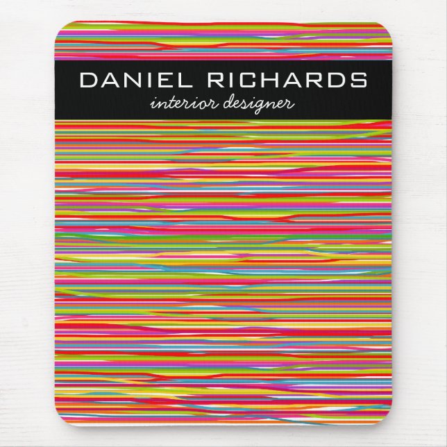 Modern Colourful Stripes Vibrant Interior Designer Mouse Pad (Front)