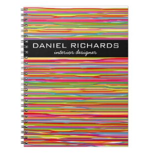 Modern Colourful Stripes Vibrant Interior Designer Spiral Notebook