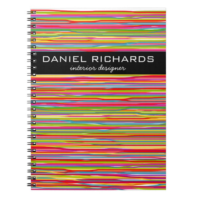 Modern Colourful Stripes Vibrant Interior Designer Spiral Notebook (Front)