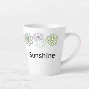 Modern Colourful Succulents Personalised Latte Mug