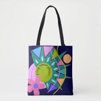 Modern colourful summer design with custom text tote bag