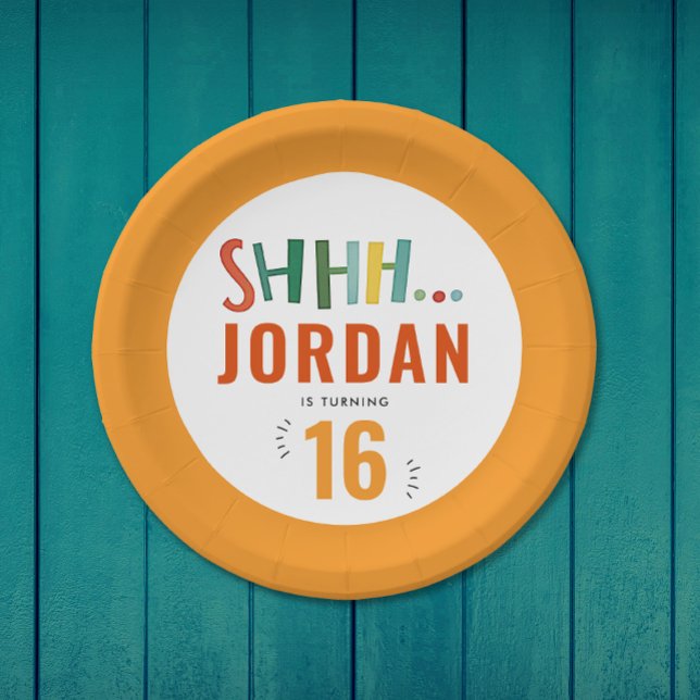 Modern Colourful Surprise Party Brush Paint Typo  Paper Plate (Creator Uploaded)