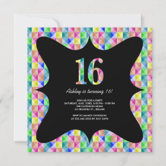 Modern Colourful Sweet 16 Invitations