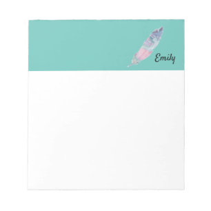 Modern Colourful Teal and Pink Feather Notepad