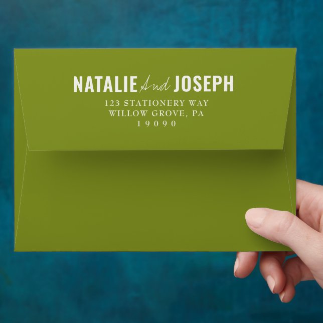Modern Colourful Teal Whimsical Unique Wedding Envelope (Hand)