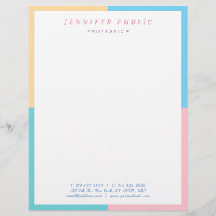 Modern Colourful Template Pink Yellow Blue Green Custom Letterhead