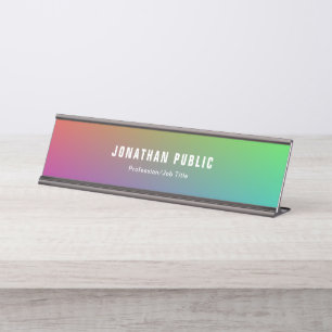 Modern Colourful Template Trendy Design Elegant Desk Name Plate