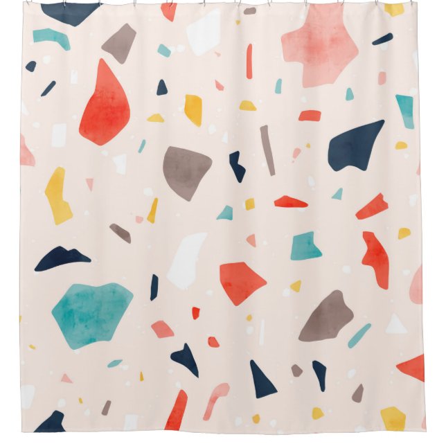 Modern colourful Terrazzo seamless patterns with c Shower Curtain (Front)