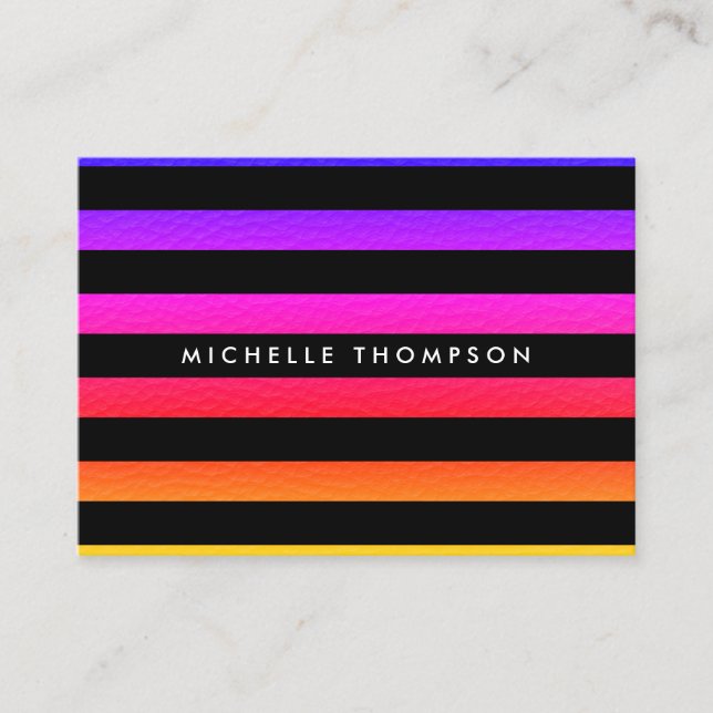 Modern Colourful Texture with Black Stripes Business Card (Front)
