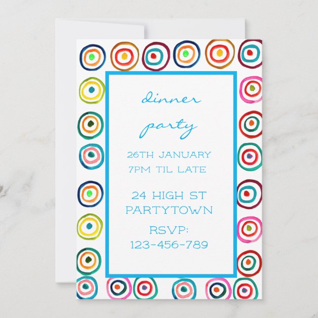 Modern colourful theme pattern design party theme invitation (Front)