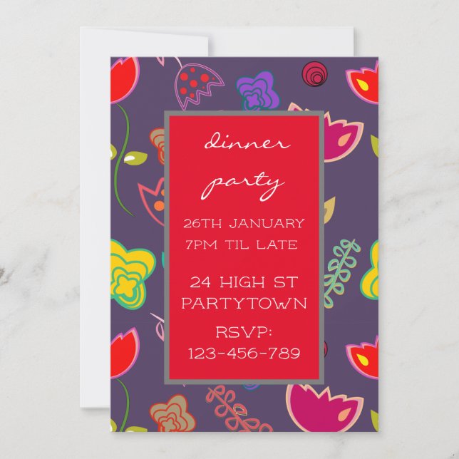 Modern colourful theme pattern design party theme invitation (Front)