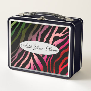Modern Colourful Tiger Add Your Text Metal Lunch Box