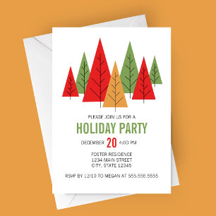 Modern Colourful Trees Holiday Party Invitation