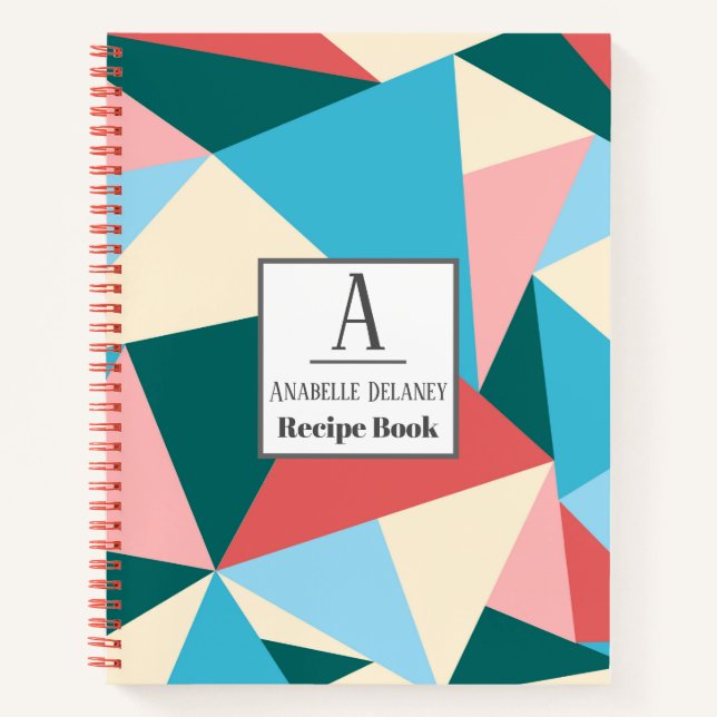 Modern Colourful Triangles Geometric Recipe Book (Front)