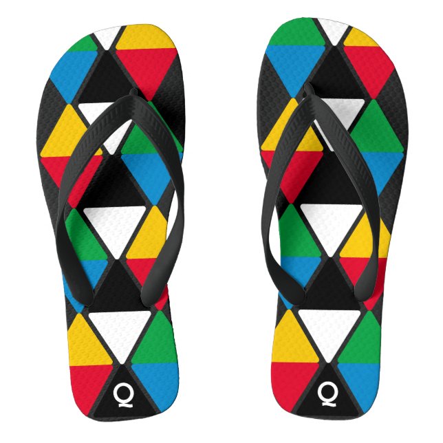 Modern Colourful Triangles Monogram Jandals (Footbed)