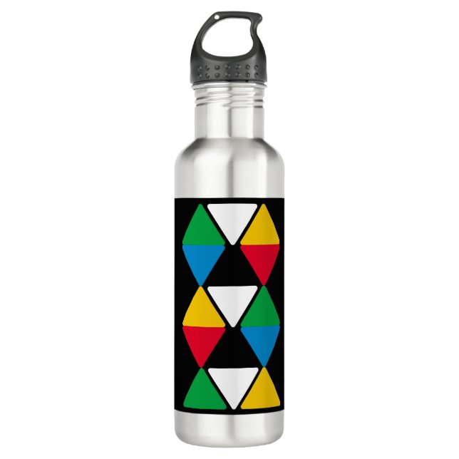 Modern Colourful Triangles Personalised 710 Ml Water Bottle (Front)