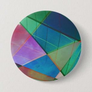 Modern, colourful triangles, trapezoid shapes art 7.5 cm round badge