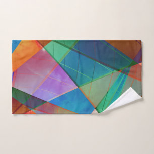 Modern, colourful triangles, trapezoid shapes art hand towel