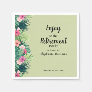 Modern Colourful Tropical Flower Retirement Party Napkin
