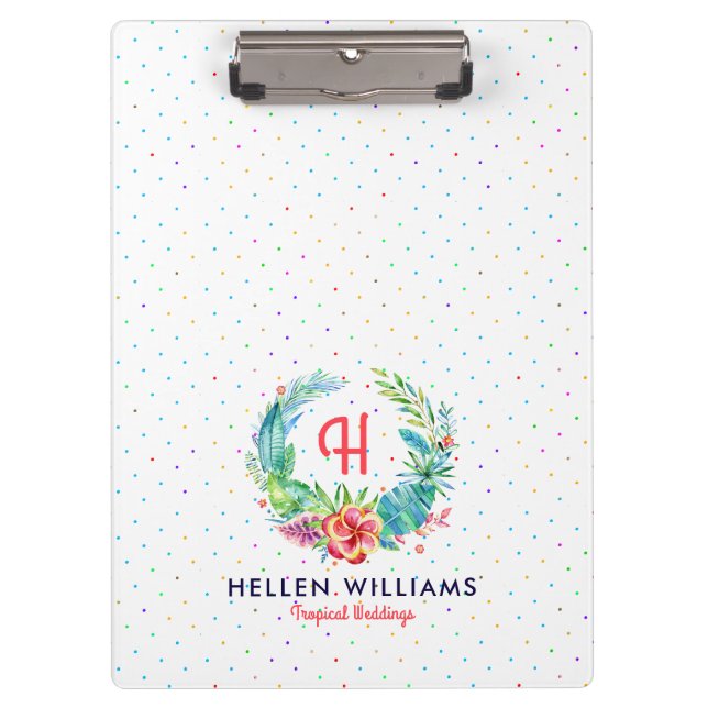 Modern colourful tropical flowers wreath clipboard (Front)