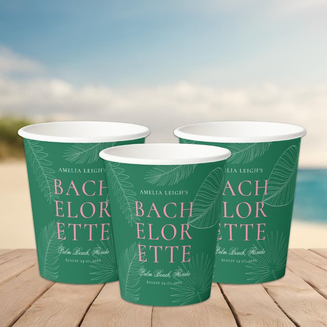 Modern Colourful  Tropical Palm Leaves Bachelorett Paper Cups (Creator Uploaded)