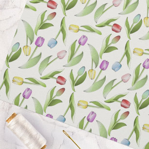 Modern Colourful Tulip Botanical Flower Fabric