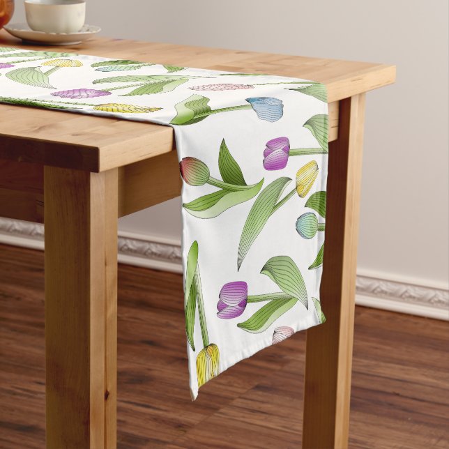 Modern Colourful Tulip Flower Medium Table Runner (In Situ)