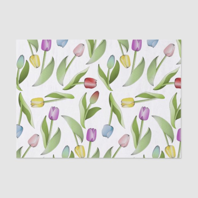 Modern Colourful Tulip Flower Tissue Paper (Front)