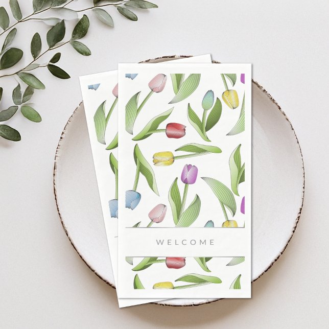 Modern Colourful Tulip Pattern Welcome Napkin (Creator Uploaded)