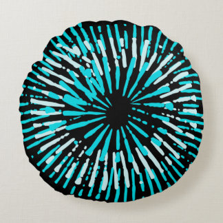 Modern Colourful Turquoise Round Throw Pillow