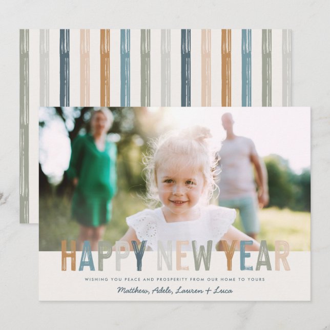 Modern colourful typography photo new year (Front/Back)