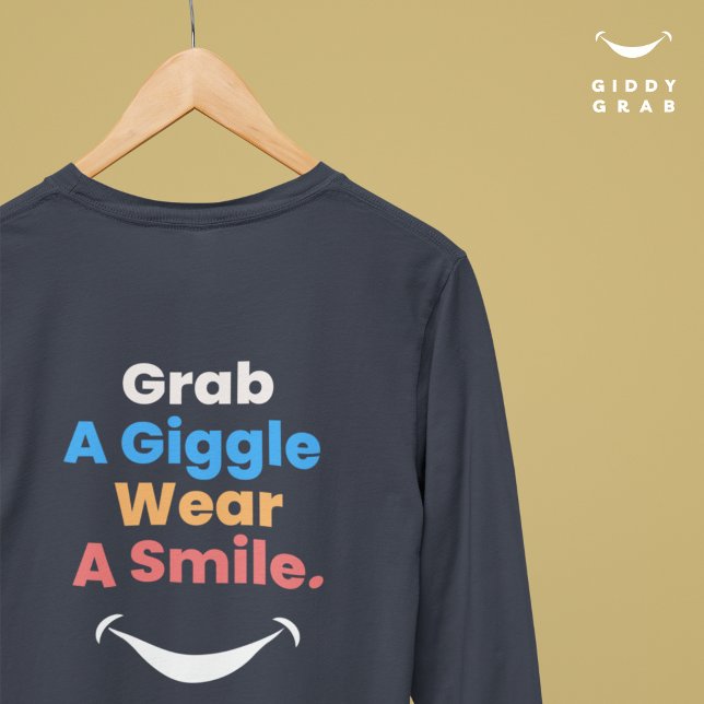 Modern Colourful Typography Smile Simple Navy T-Shirt (Creator Uploaded)