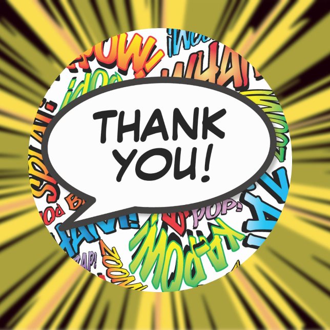 Modern Colourful Typography Thank You Speech Bubbl Classic Round Sticker (Modern Colorful Typography Thank You Speech Bubble Classic Round Sticker)